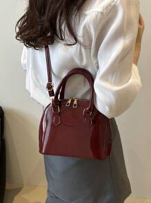 Bolso de mano simple de color sólido y brillo de PU, multifuncional, perfecto para compras, monedero, jóvenes, estudiantes universitarias, ejecutivos. Ideal para la oficina, la universidad, el trabajo, los negocios, los viajes, actividades al aire libre y excursiones.