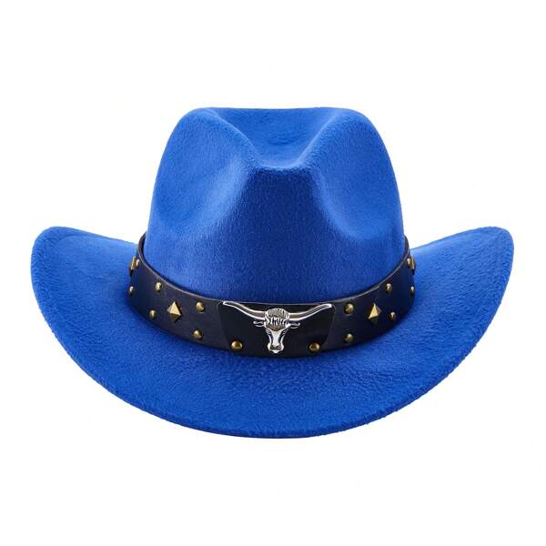 Classic Western Felt Cowboy Cowgirl Hat For Women Men Outdoor Wide Brim Belt Buckle Panama Hat Unisex Rolled Up Caps
