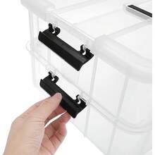 2 Layer Stack & Carry Box, Plastic Multipurpose Portable Storage Container Box Handled Organizer Storage Box For Organizing Stationery, Sewing, Art Craft, Jewelry And Beauty Supplies(Purple) - Black - View 2