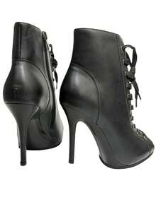 Platform Dance Heels 11cm Super Stable High Heels Indoor Outdoor Rubber Sole Leather Professional Dance Booties For Heels Class - Black 11cm - View 5