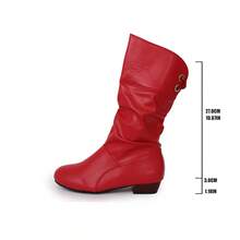 Damen Mode schwarze Schleife Detail geraffter Stiefel bis zur Mitte des Wadenbereichs, perfekt für Club & Urban Outfits, Punk & Boho