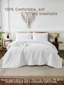 3 件套涤纶拱形镂空波西米亚风格羽绒被套套装（1 个羽绒被套 + 2 个枕套），柔软亲肤，适合主卧、客房和儿童房，四季皆宜，馈赠佳品 - 白色 - 查看 5