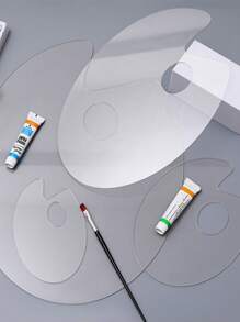 1pc/2pcs Highly Transparent Acrylic Oval Paint Palette, Student/Teacher Art Painting Watercolor Oil Makeup Palette School Supplies,Back To School