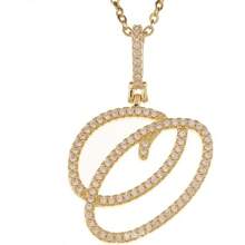 Gold Plated Initial Necklaces For Women Letter Pendant Necklaces Cubic Zirconia Stainless Steel Chain Iced Out Letter Necklace Birthday Gifts