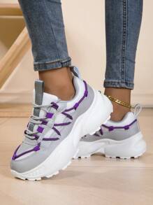 Women's Retro Sneakers - Fashionable Contrast Color Design - Comfortable & Breathable - Suitable For Daily Wear