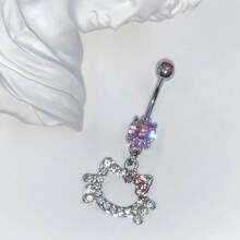 1 pieza Piercing para el ombligo con diseño simple de cabeza de gato/corazón, estilo mariposa de clip, sin necesidad de perforación, variedad de estilos
