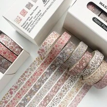8 Rolls Retro Grid, Mini Floral Design Washi Tape For Scrapbooking, Journaling, Decorative Sticker Tapes, Each Roll 1cm X 3m, School Supplies,Back To School