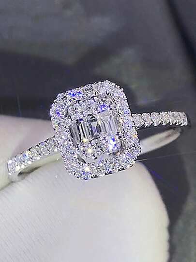 1 pieza Anillo de circonita cúbica de moda para mujer, regalo de boda, compromiso o Día de San Valentín