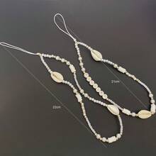 1 buc. Șnur de telefon decorativ cu scoici în stil boem, mărgele de lut și perle artificiale, cadouri pentru mamă, familie, prieteni, ziua de naștere, pandantiv de telefon de sărbători, lanț de telefon