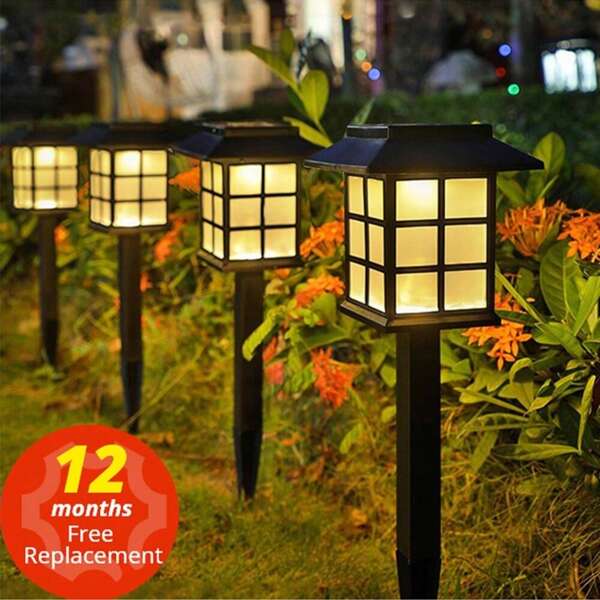 2 Stücke Solar betriebene Wegeleuchten, wasserdicht für Outdoor Gartendekoration, LED Spießleuchten, geeignet für Garten, Hof, Rasen Dekoration, Erdspießleuchten