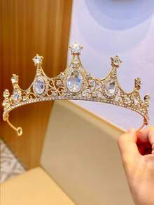 Diadema de princesa elegante, diadema de cristal de alta gama con corona de flores, corona de cumpleaños para niñas, tocado nupcial, decoración de pastel, coronas, tiara, corona de disfraz, círculo de cabello, boda, accesorios de verano, accesorios - Rosa - Ver 5