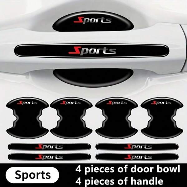 Car Accessories Universal Door Bowl Protection Sticker Door Handle Sticker Anti-collision Strip Anti-scratch Anti-touch Soft Rubber Black Decorative Car Accessories 8pcs Set