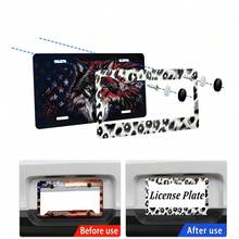 1PC Leopard Print License Plate Frame Skin Texture Pattern Stainless Steel License Plate Holder Front And Rear Car Tags Funny Car Decoration Accessories With Screws 6.3 X 12.2 In Women Men - 12x6 Inch - View 3