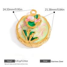 1件不锈钢花卉海洋主题DIY首饰吊坠，18K镀金，防锈 - 彩色 - 查看 28