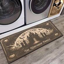 1pc Halloween Castle Print Kitchen Counter Bowl Dish Stain Drying Mat, Drying Mat For Kitchen Counter, Coffee Machine, Coffee Pot - Soft Diatomaceous Earth - Multicolor - View 9