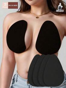 2 pares de cinta adhesiva invisible de silicona sin tirantes para levantar el busto, en colores nude/café/negro, adecuada para tallas de copa B-E