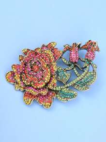 Broche de flor de peônia grande e retrô exagerado, broche de flor resistente, alfinetes de flor