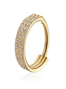1pc G23 Titanium Triple Zirconia Stone Nose Ring Hoop, Unisex Piercing Jewelry