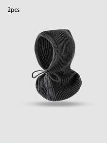 1pc Ladies Wool Balaclava Hat, Drawstring Detachable Neck Gaiter Ski Mask Warmer Knit Neck Cover For Winter - A - View 22