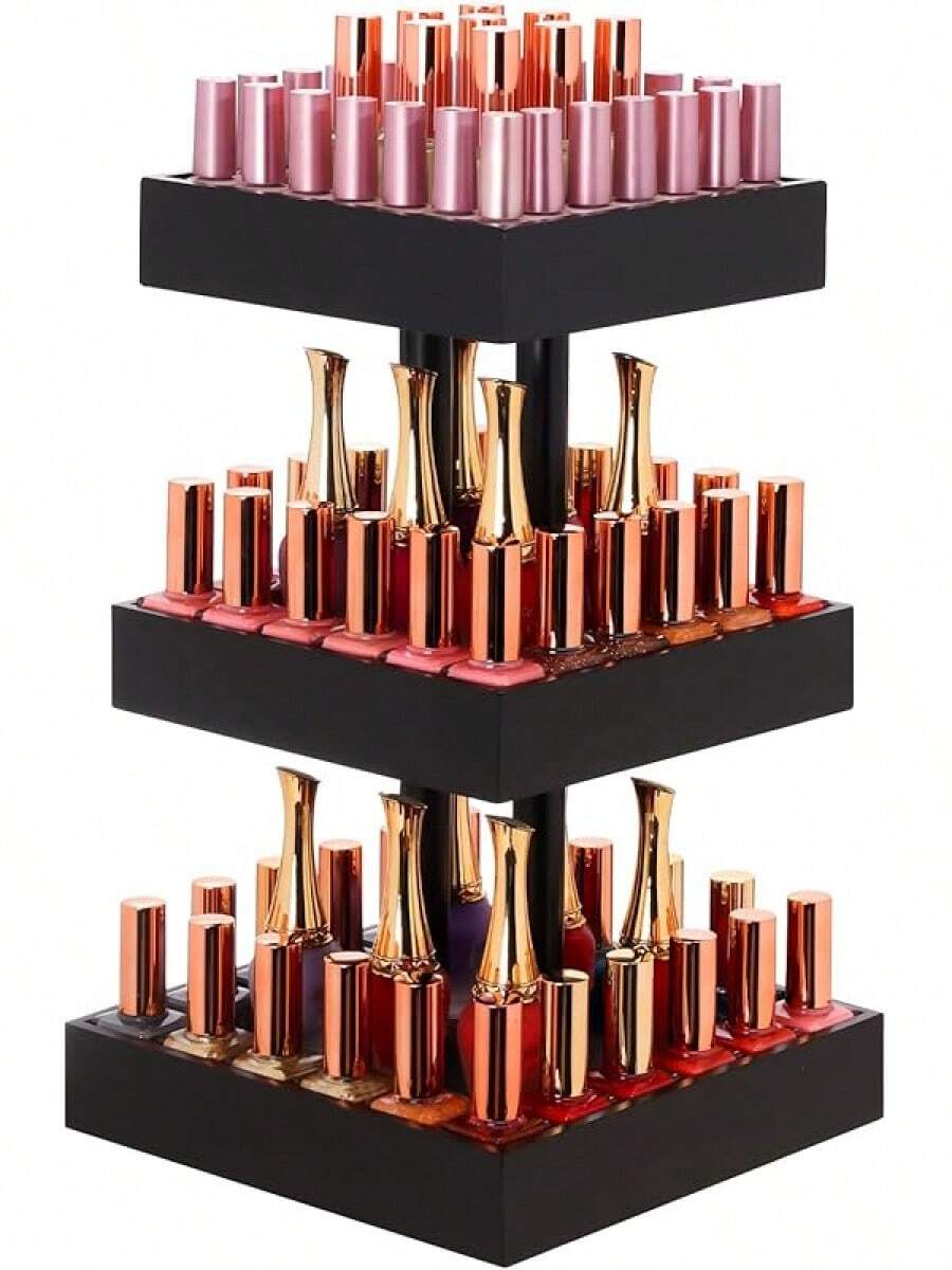 Homde Nail Polish Organizer 120-212 Bottles, 360 Rotating Nail Polish Rack Holder, Display Storage Shelf Fingernail Stand And Essential Oil, Gifts Women-,White - Black - View 1