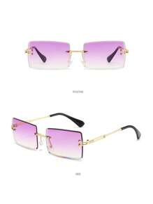 1 pièce Lunettes de mode sans monture pour hommes, lunettes de soleil vintage de luxe pour les voyages et l'extérieur. Lunettes de mode pour hommes pour l'été, les vacances à la plage, l'extérieur et les voyages