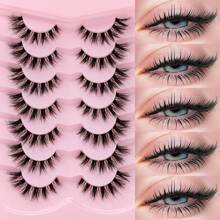 7pcs/Set Transparent Band False Eyelashes, Natural Eyelashes, Cat-Eye Lashes