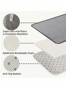 1/3pcs Modern Home Grey Ink Print Bath Mat Set, Flannel Bathroom Toilet Seat Cover, Anti-Slip Absorbent Soft Thickened Bathroom Mat Carpet With U-Shaped Toilet Seat Cover & Lid Cover