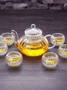 Hitzebeständiger Glas Blumentee-Topf, kreativer gestreifter Kürbis Glas Tee-Topf mit Teesieb Set