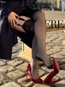 VOGEL VERE 春夏无缝过膝袜和透明连裤袜，镂空过膝袜和加固后跟过膝袜，及膝/过膝袜，复古性感可爱风格，时尚柔软透气，适合休闲、派对、正式场合、商务穿着，无吊袜带