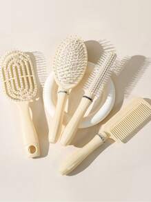 4pcs Fluffy Air Cushion Hair Comb Set, Long Hair Straightening Brush, Student Dormitory/Home Use, Women Curling Massage Comb