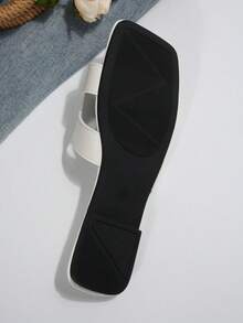 Women's Fashion Square Toe Flat Slides, Versatile Ladies Sandals For Spring/Summer - White - View 9