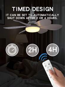 Ventilatori a soffitto con luci, Ventilatore a soffitto piccolo da 20.5 pollici con luce da 40W E27, con telecomando per timer, 3 velocità e 3 colori di luce LED (3000-6500K), lampada ventilatore moderna per camera da letto e salotto