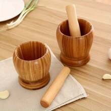 Bamboo Garlic Press Herb Grinder Spice Crusher Kitchen Tool For Garlic Ginger