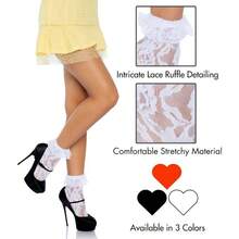 Leg Avenue Women's Lace Anklet Sock with Ruffle - TallaÚnica - Ver 3