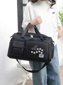 Bolsa de viaje con huellas de patitas de cachorro, bolsa de deporte y mochila multifunción, bolsa de viaje de nailon de gran capacidad y casual, ligera, adecuada para gimnasio, deportes, pernoctación