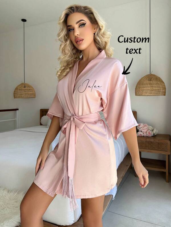 Camisón personalizado con adorno de encaje sexy - Conjunto de pijama transparente de manga corta con cordón ajustable, ropa de dormir ligera para todas las estaciones para mujeres, lencería romántica y estilo de boudoir