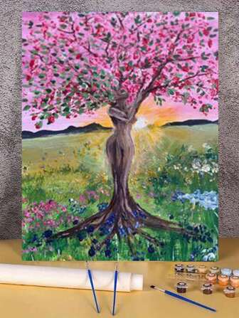 1 Set Tree Of Life DIY Digital Painting Kit, Arts & Crafts For Adults, Unframed Art Oil Painting Set For Bedroom Decor And Art Wall Decor, Simple & Fun Painting, No Drawing Skills Required, Fulfilling Your Painter Dream, Immerse Yourself In The Colorful World, Each Brush Is Self-Expression, Adding Romanticism To Life, Best Gift For Family And Friends, Holiday Gift, 40*50CM