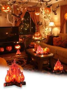 3 件/1 件纸板篝火，3D 假火焰装饰 - 红色和橙色纸质篝火装饰，圣诞节户外装饰，壁炉装饰，适用于派对、圣诞节、万圣节、复活节节日装饰、万圣节家居装饰、万圣节派对用品 - 彩色 - 查看 2