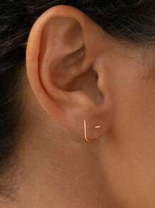 S925 Sterling Silver Line Earrings, Ear Hole Geometric Earrings, Minimalist Style, Mini Compact Earrings, Suitable For Women To Wear On Various Holidays