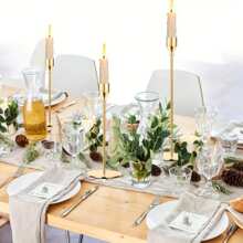 3pcs Set European Style Metal Candle Holders, Candle Decor, Romantic Candlelight Dinner Tabletop Ornaments, Electroplated Wedding Decorations