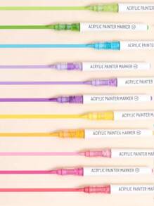 Languo 240/192/96 Colors Straight Liquid Soft-Bristled Acrylic Marker Pen, Student Art Professional Painting And Drawing Filling Color Brush, Diy Graffiti Painting Character Skin Color Pen, Skin Beauty Pen, Waterproof And Stackable Color Acrylic Marker Pen That Can Paint Wood/Stone/Glass , Back To School Gifts