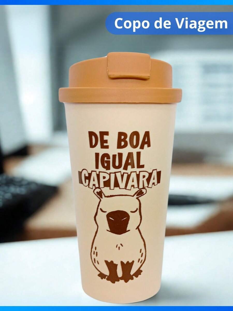 Plastic Travel Coffee Cup With Lid And Spout 500ml With Phrases