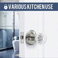Glass Door Knobs Interior With Lock, Satin Nickel Door Handles, Crystal Door Knobs With Lock(Satin Nickel, Privacy) - None - View 4