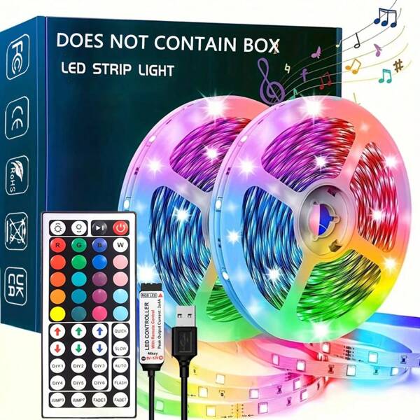 1 Stück RGB LED Lichtstreifen mit Controller & Fernbedienung, LED Farbwechsel Lichter für Schlafzimmer, Küche, Party & Feiertags Dekoration, flexibles Design, 5050 SMD LEDs, 16 Millionen Farben, einfache Installation, Stimmungsbeleuchtung für Schlafzimmer