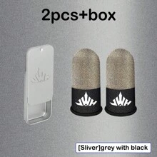 Silber Faser Gaming Handschuhe mit Metallbox, entworfen für Spiele mit rutschfester und schweißabweisender Beschaffenheit, leicht und atmungsaktiv für hohe Empfindlichkeit, um einen komfortablen Sitz ohne zu engen Sitz zu gewährleisten. Geeignet für Mobilspiele.