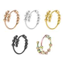 Bague anti-anxiété Bague perles Bagues pour femmes hommes Bague en acier inoxydable Spinner Spiral Simulé Librement Anti Stress Bague Fidget Cadeaux de fête Bijoux