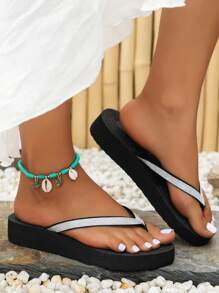 Women's Black Flat Slide Sandals, Summer Open Toe Slippers