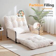 MAXYOYO Adjustable Floor Sofa With Pillows, Multifunctional Bean Bag Bed, 5-Position Foldable Lazy Sofa Bed With Armrests, Multifunctional Floor Seat For Reading, Watching TV And Resting - Beige - View 9