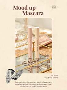 Dasique Máscara Mood Up Larga y Rizada #01 Negro, Fibra súper alargadora para un efecto de longitud y rizado uniforme, fórmula voluminizadora, alargadora, definidora, rizadora, multiplicadora, resistente al agua y a las manchas, vegana, K-Beauty, maquillaje coreano, 7.5g/0.26oz
