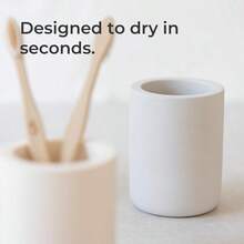 Drying Stone Toothbrush Holder Diatomite Toothbrush Holders For Bathroom Quick Drying Electric Toothbrush Toothpaste Holder Cup Diatomaceous Earth Bathroom Sink Organizer Light Grey - 淺灰色 - 查看 2
